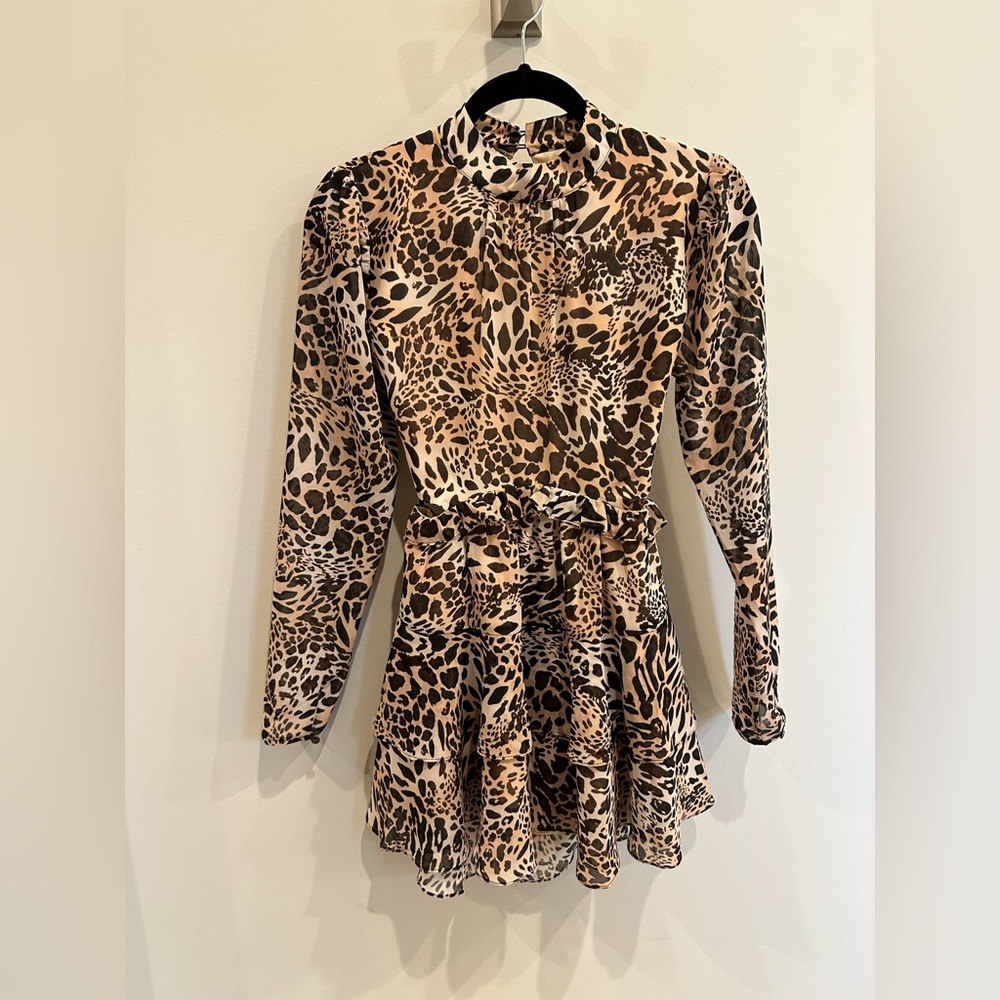 Blue Life Animal Print Mini Dress Long Sleeves Size XS